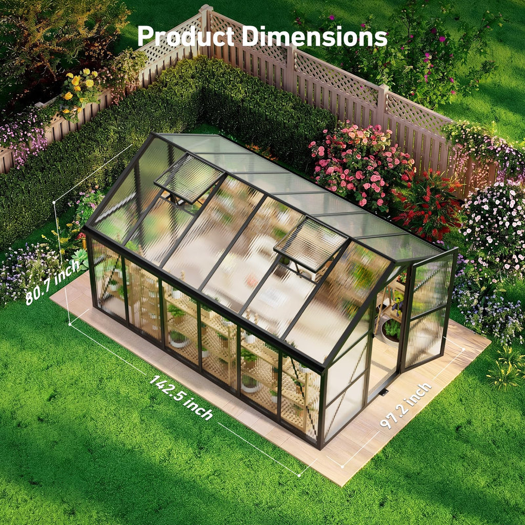 Windproof Tunnel Greenhouse with Thermometer (Multiple Sizes)