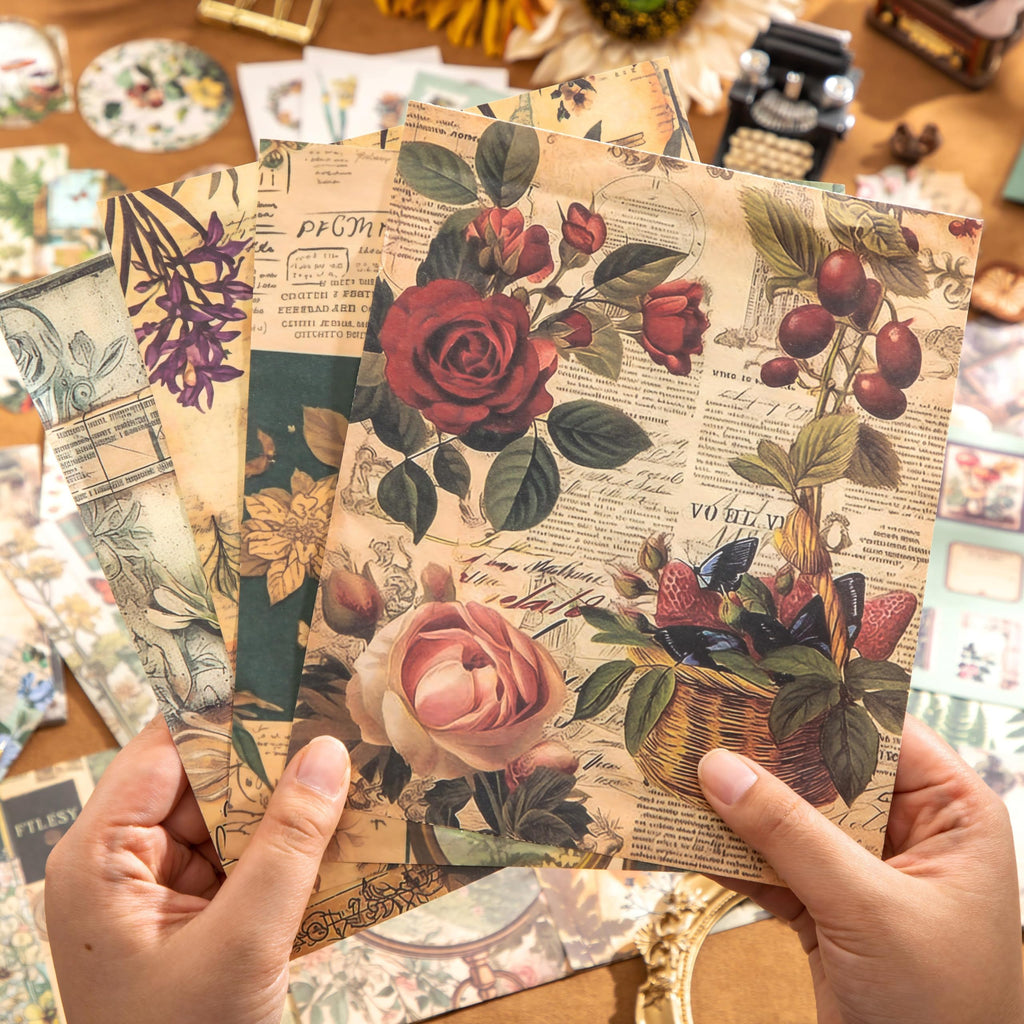 emmoolife 348 Pcs Scrapbooking Supplies Kit, Vintage Aesthetic Scrapbook Kit for Bullet Junk Journal, Stationery, A6 Grid Notebook, DIY Journaling Supplies, Birthday Craft Gift for Teen Girl Women