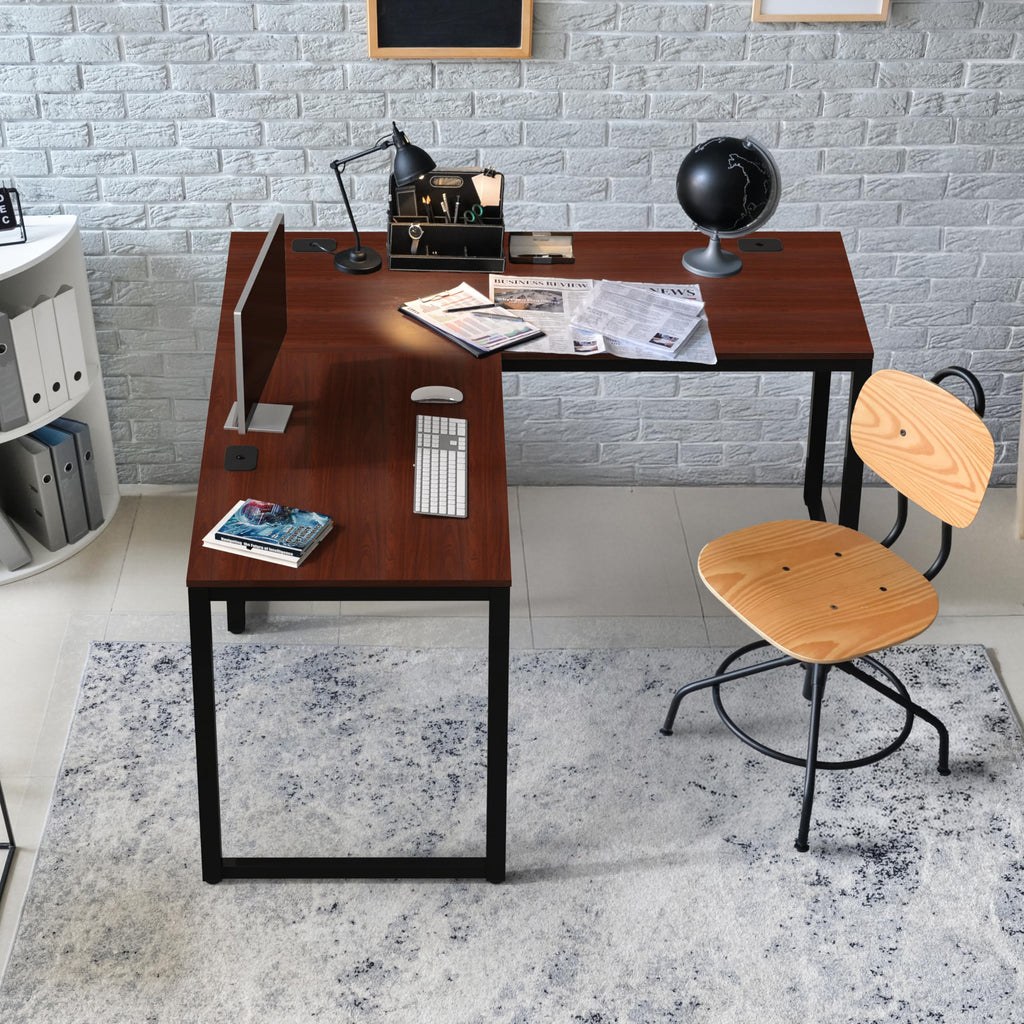 SHW 55 × 60-Inch Commercial-Grade L-Shaped Student Desk