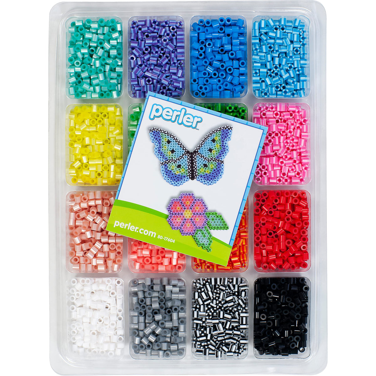 Perler 17605 Assorted Fuse Beads Kit with Storage Tray and Pattern Book for Arts and Crafts, Multicolor, 4001pcs