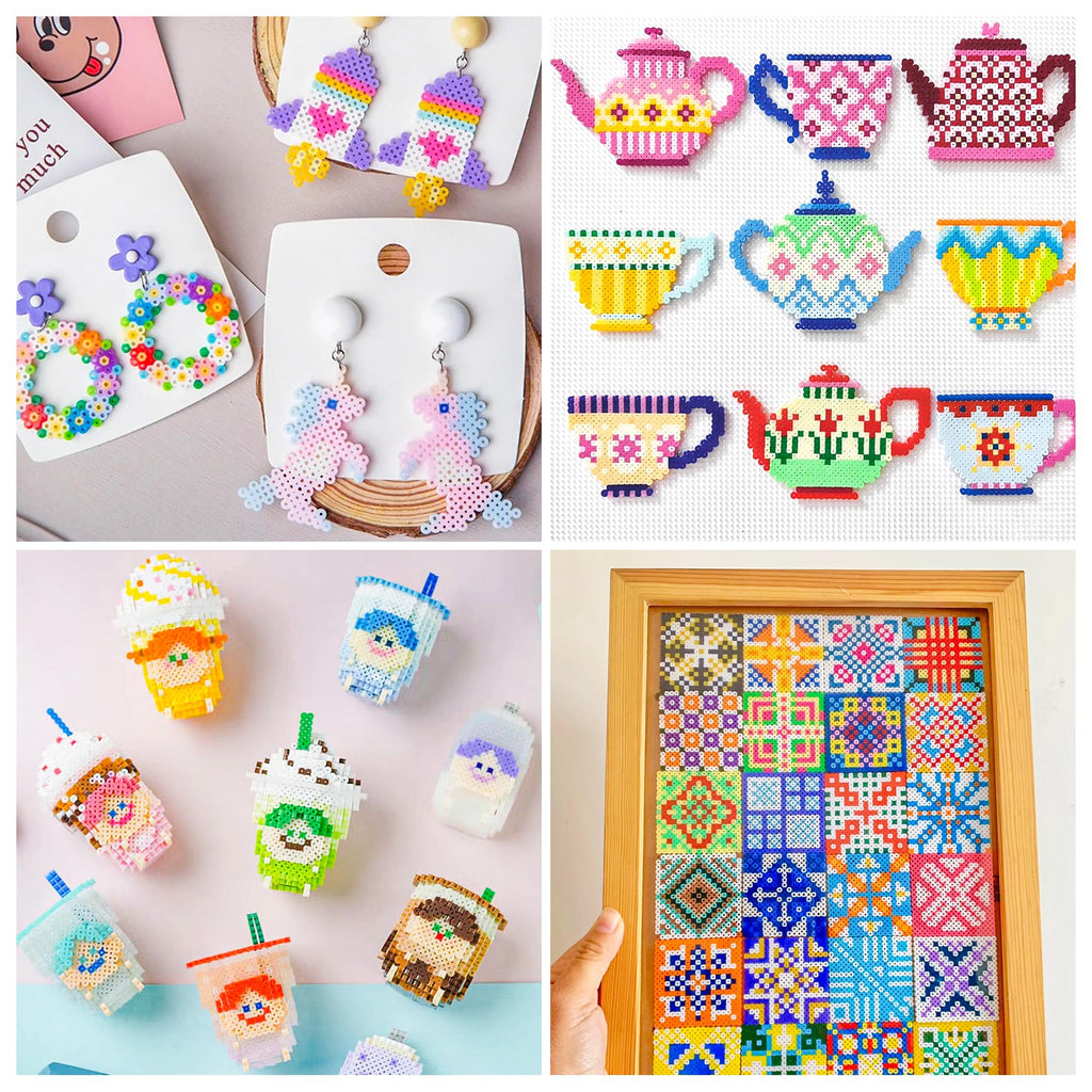 INSCRAFT 2 Buckets of Fuse Beads, 46,000 pcs 5mm Iron Beads for Kids Crafts, 30 Colors with 6 Pegboards, 10 Ironing Paper, 20 Patterns, Gifts for Birthday Christmas, Multicolor Refill Kit