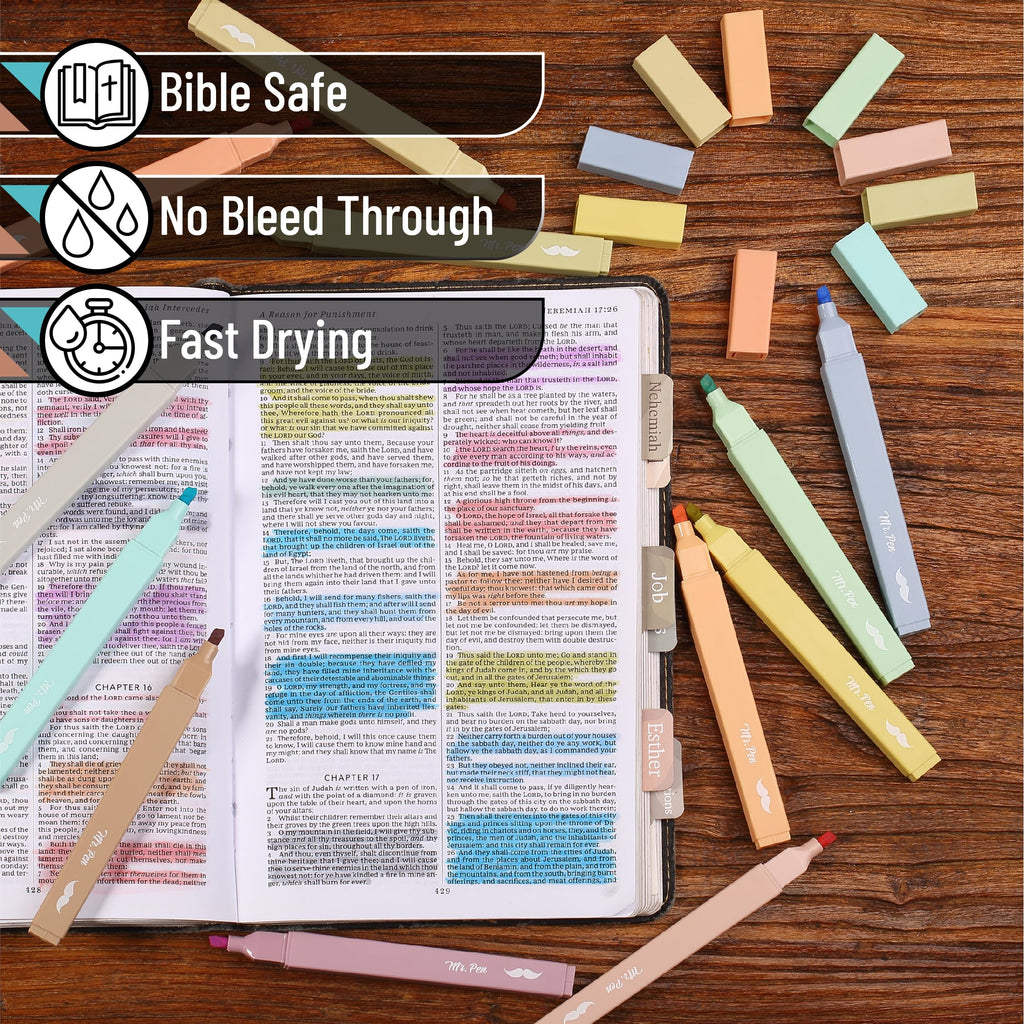 Mr. Pen- Aesthetic Bible Highlighters No Bleed Through Assorted Color