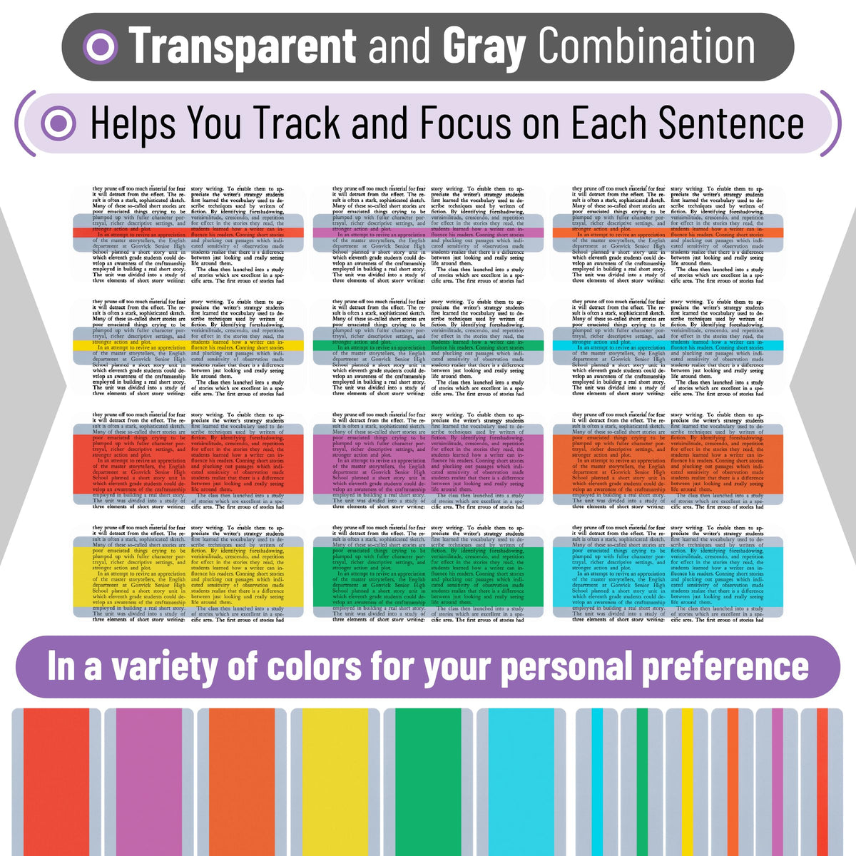 Mr. Pen- Guided Reading Strips, 18 Pack, Colorful, Bookmarks for Kids