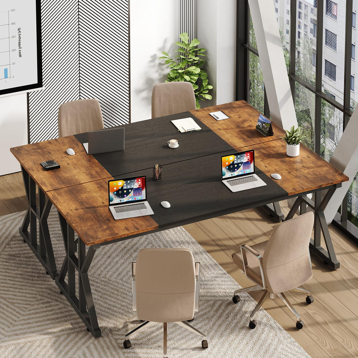 63" Large Computer Desk with Thickened Frame for Home Office, Living Room