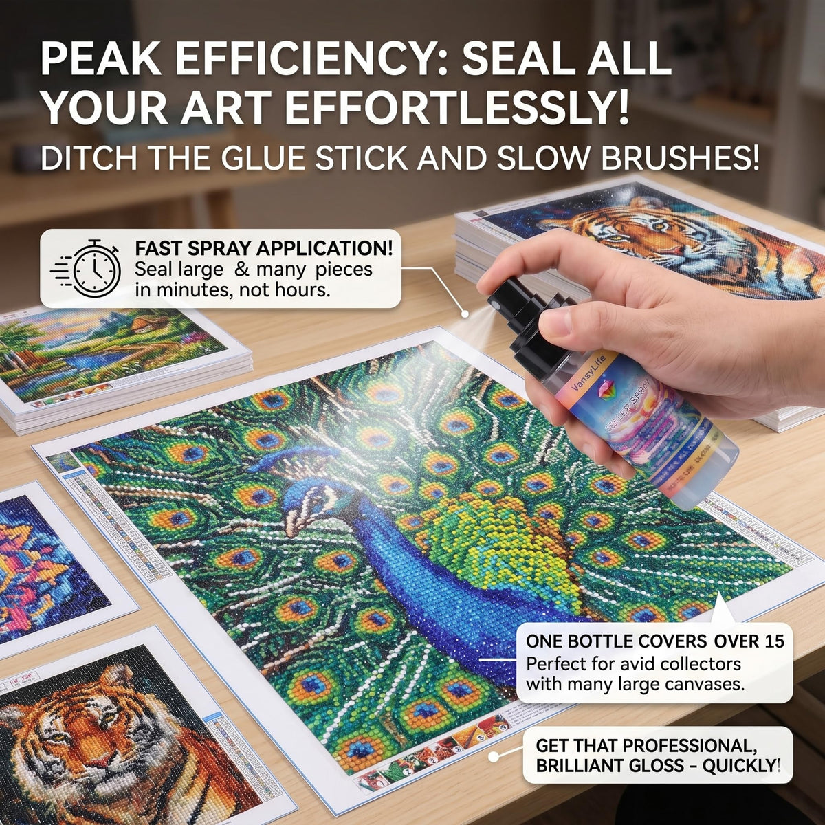 VansyLife Diamond Art Sealer Spray, 30 Minutes Fast Drying (1 Pack)