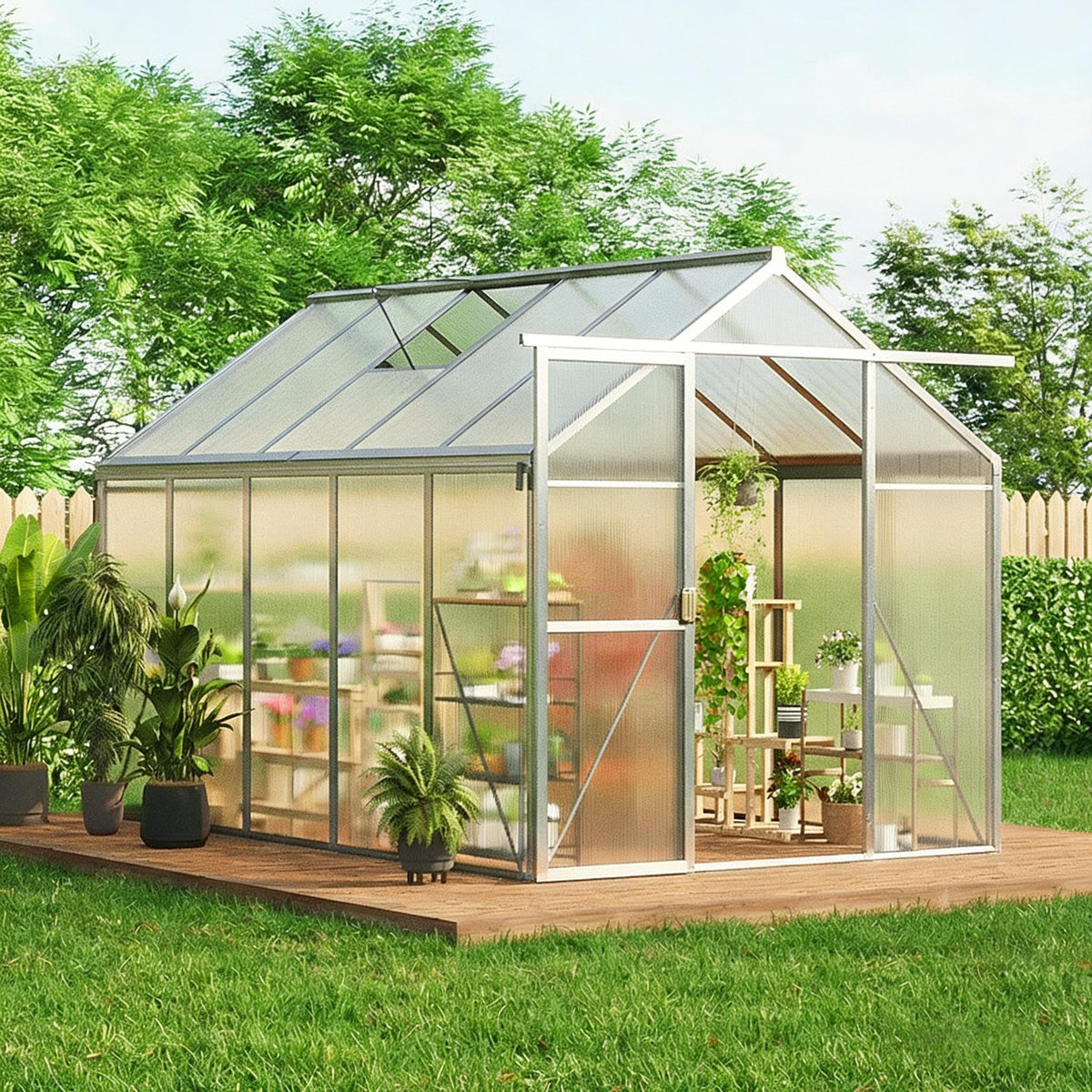 IDEALHOUSE Aluminum Polycarbonate Greenhouse (6×8 and 6×10 ft)