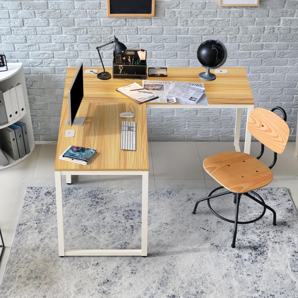 SHW 55 × 60-Inch Commercial-Grade L-Shaped Student Desk