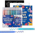 Grabie Acrylic Gel Pens Coloring Kit with Book, Pack of 12 Ocean Colors
