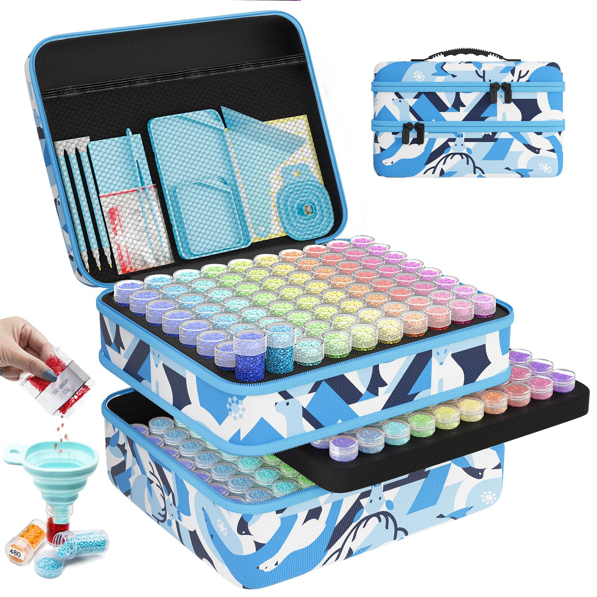 ARTDOT 60 Slots Storage Container for Diamond Art Kits for Adults, Portable Bead Storage Boxes for Diamond Painting Accessories and Tools