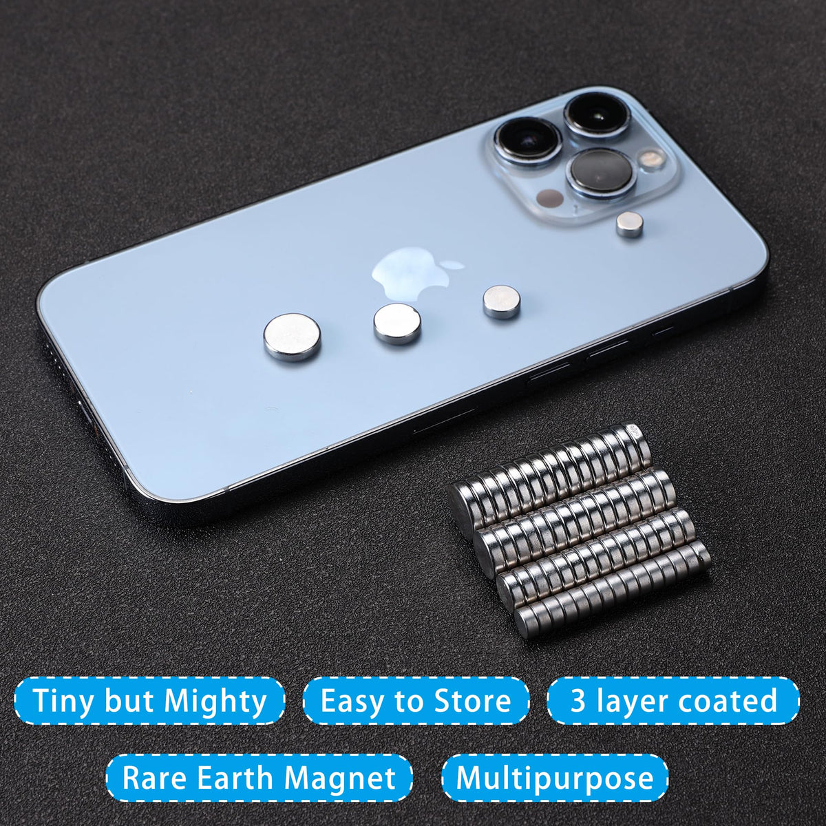 RHINOCATS 400Pcs Small Magnets, 4 Different Sizes Tiny Mini Magents, Multi-Use for Fridge, DIY, Office, Hobbies, Crafts and Science