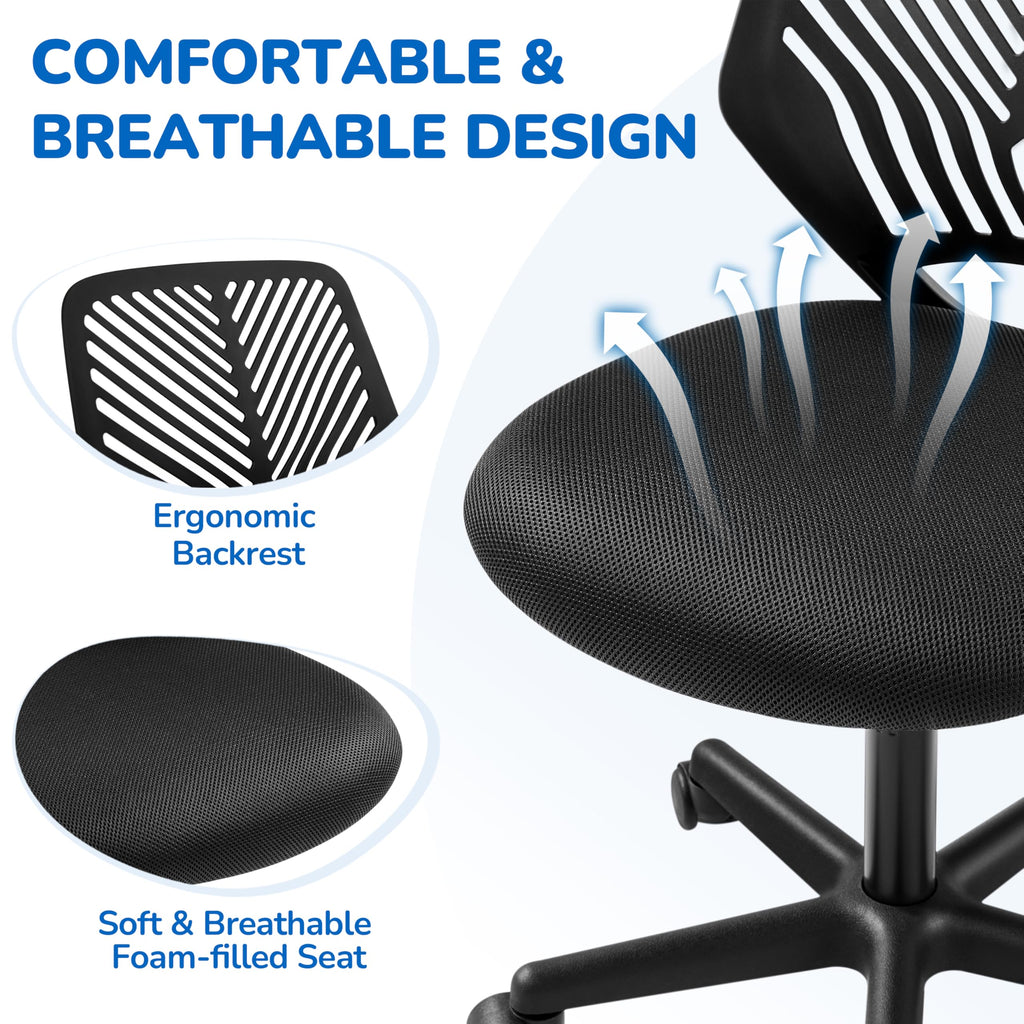 Yaheetech Small Desk Chair, Armless Adjustable Swivel Seat, Green