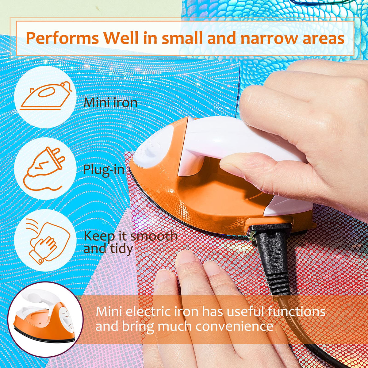 Honoson Mini Iron for Craft Small Iron on Patch Fuse Bead, Mint Green