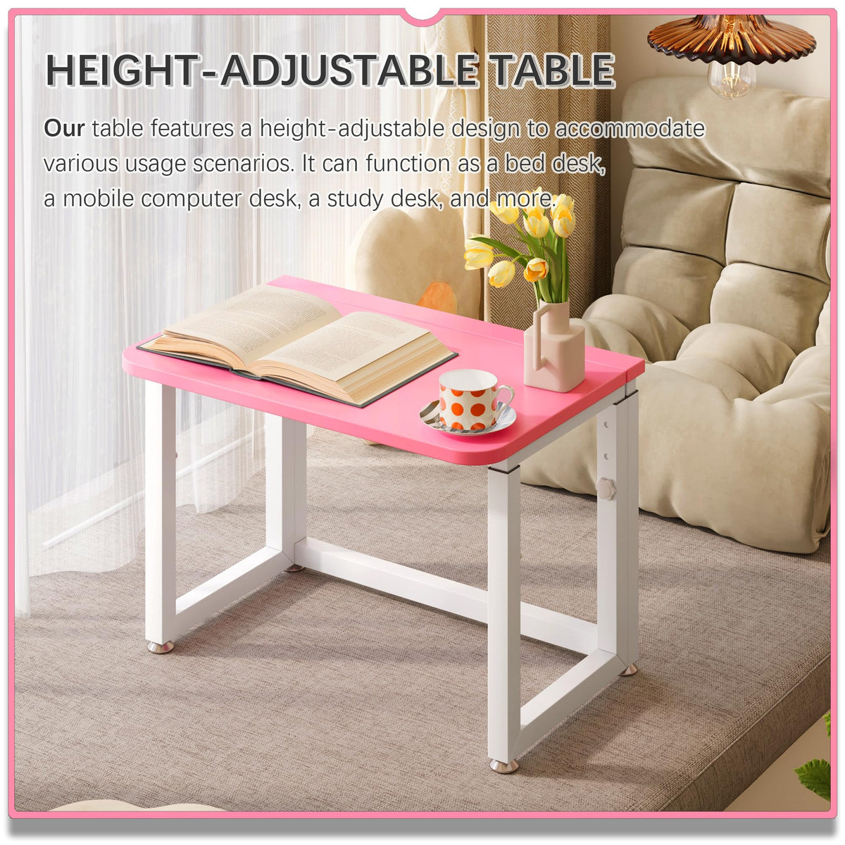 4NM 27.5-Inch Folding Student Desk with Wheels