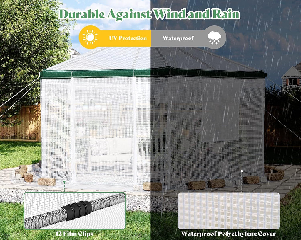 AMERLIFE 182.25 Sq Ft Hexagonal Walk-In Greenhouse (13.5 ft × 13.5 ft)