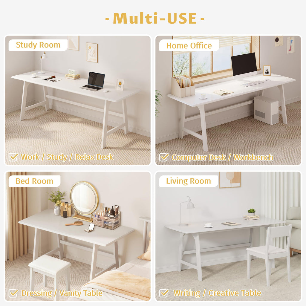 IOTXY Solid Wood Writing Table - 60" W Minimalist PC Computer Desk, Oak