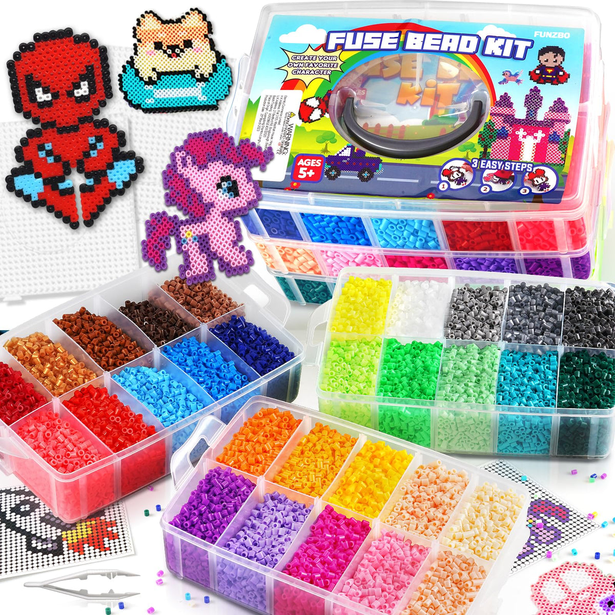 23000 5mm Fuse Beads Kit for Craft Gifts - 22 Colors | 106 Patterns