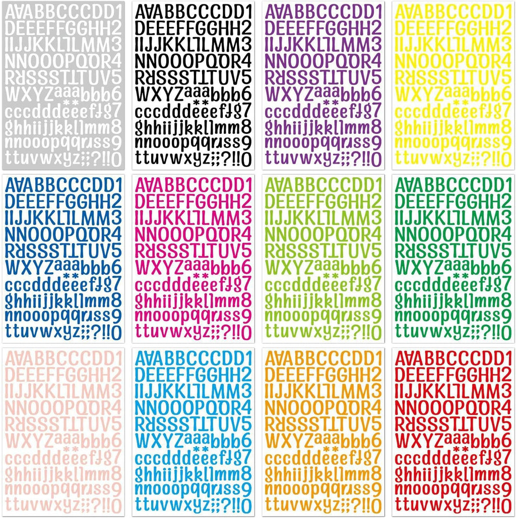 1512 Letter Stickers 12 Sheets Alphabet Stickers Vinyl Self-Adhesive Number Alphabet Vinyl Stickers, Mailbox Numbers Labels DIY Crafts Art Making, Decals for Sign,Scrapbook, Classroom Decor, Door