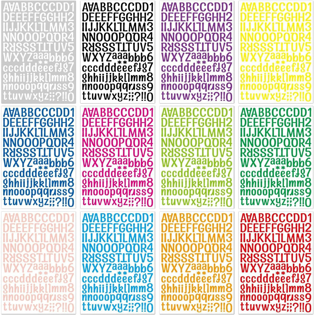 1512 Letter Stickers 12 Sheets Alphabet Stickers Vinyl Self-Adhesive Number Alphabet Vinyl Stickers, Mailbox Numbers Labels DIY Crafts Art Making, Decals for Sign,Scrapbook, Classroom Decor, Door