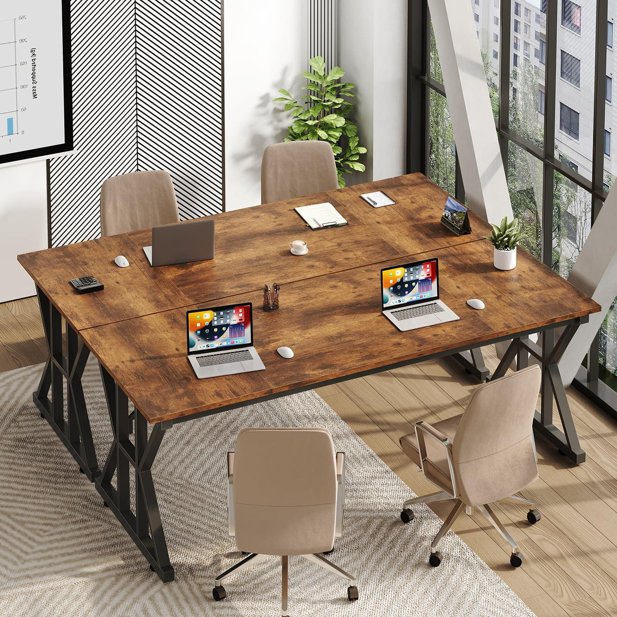 63" Large Computer Desk with Thickened Frame for Home Office, Living Room