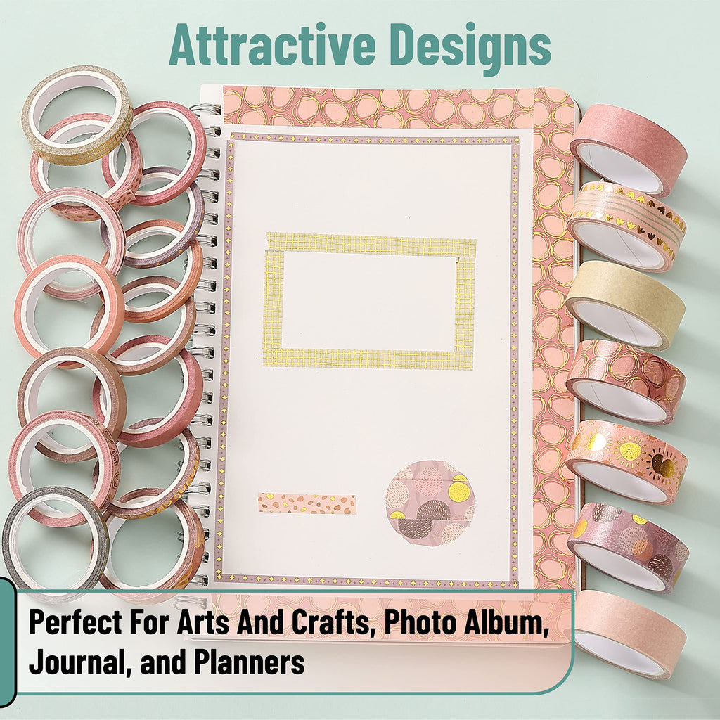 Mr. Pen- Washi Tape Set, 21 Rolls, Assorted Sizes, Floral