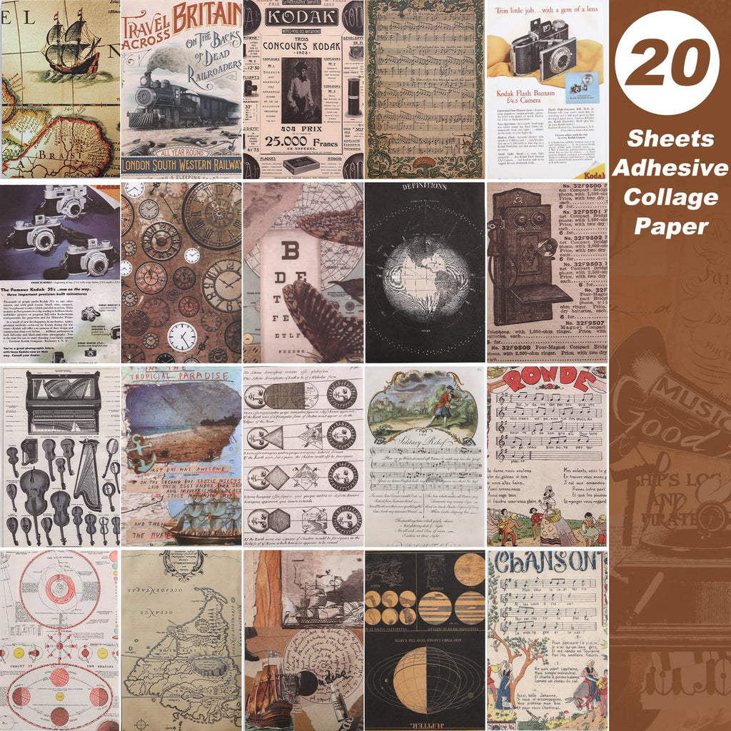 Vintage Ephemera Stickers Scrapbook Sticker Book with 439 Stickers and 20 Scrapbook Papers Sticker Book for journaling