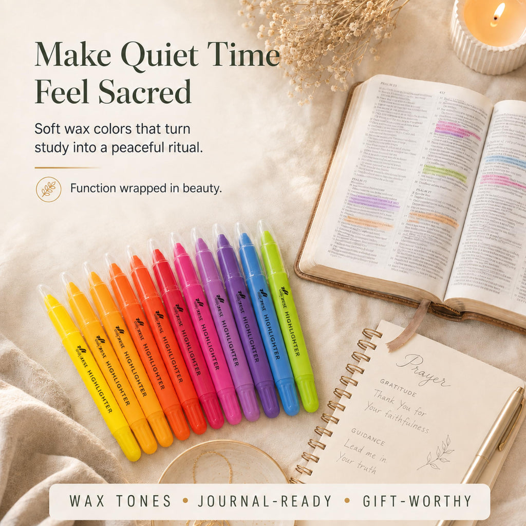 10 Pack Bible Safe Highlighters - Pastel Color, Wax Highlighters