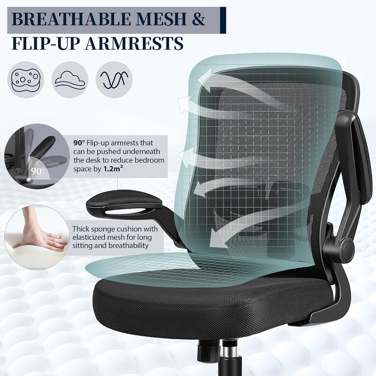 FelixKing Office Chair, Ergonomic Comfy Desk Chair with Flip-up Armrests