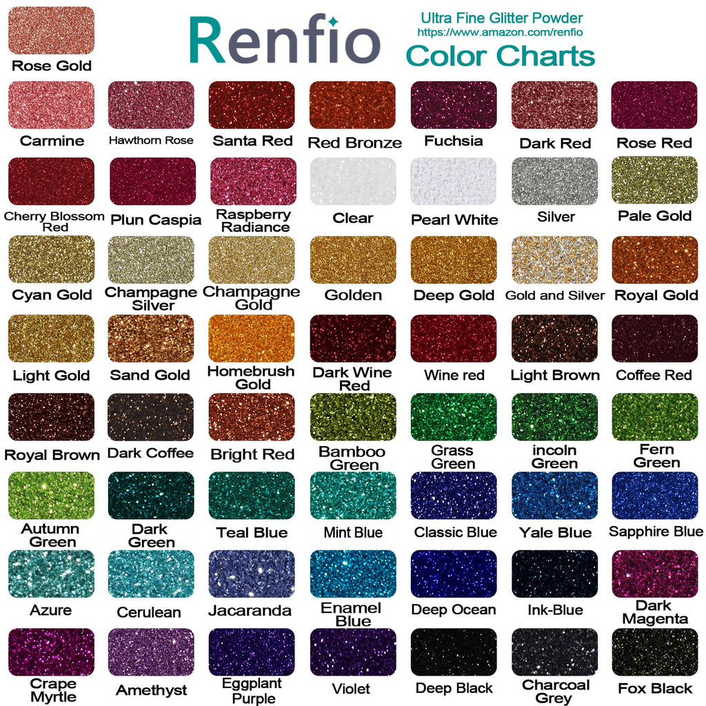 Renfio: Ultra Fine Glitter Powder, 2.11 oz (60g) – Metallic & Holographic