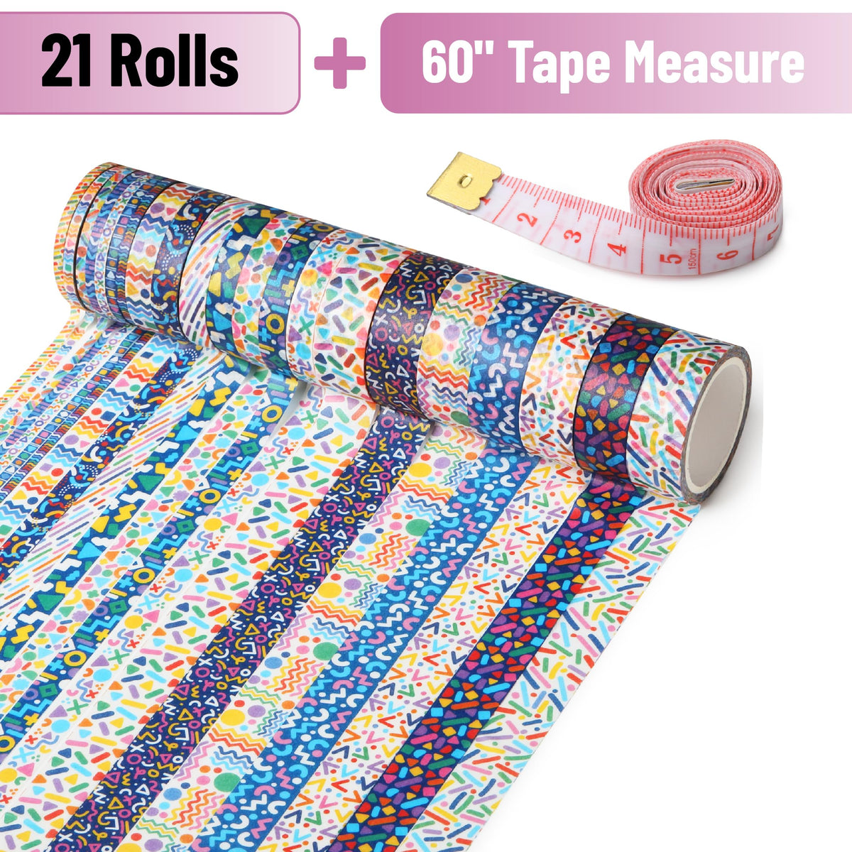 Mr. Pen- Washi Tape Set, 21 Rolls, Assorted Sizes, Floral