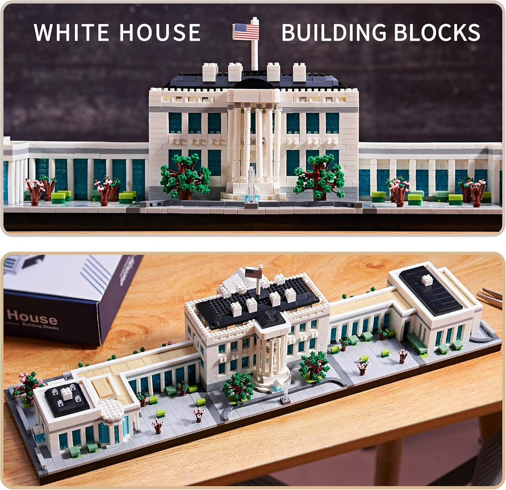 JXRLMB Architecture White House Modle Kit Micro Building Blocks Sets for Adults World Famous Landmark Collection Set U.S. Capital 3520 PCS for Teens 14+