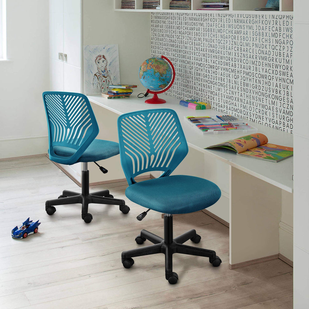 Yaheetech Small Desk Chair, Armless Adjustable Swivel Seat, Green