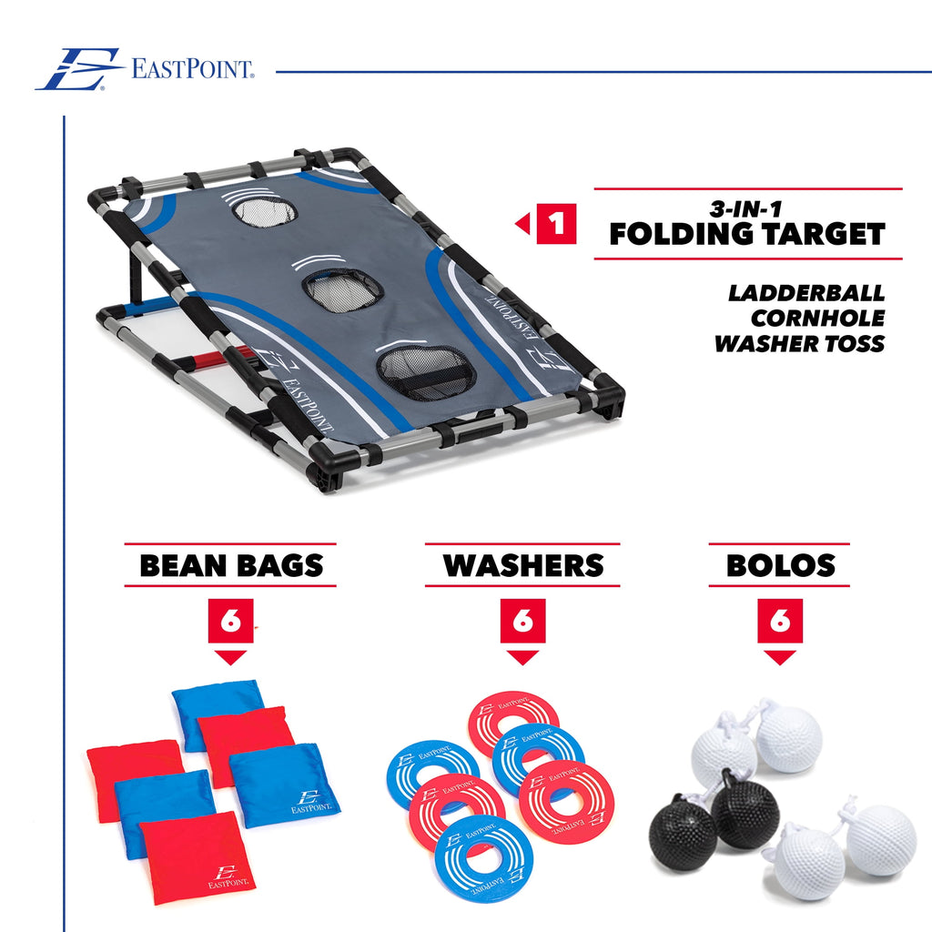 EastPoint Sports 3-in-1 Tailgate Game Set - Cornhole, Ladderball, Wash