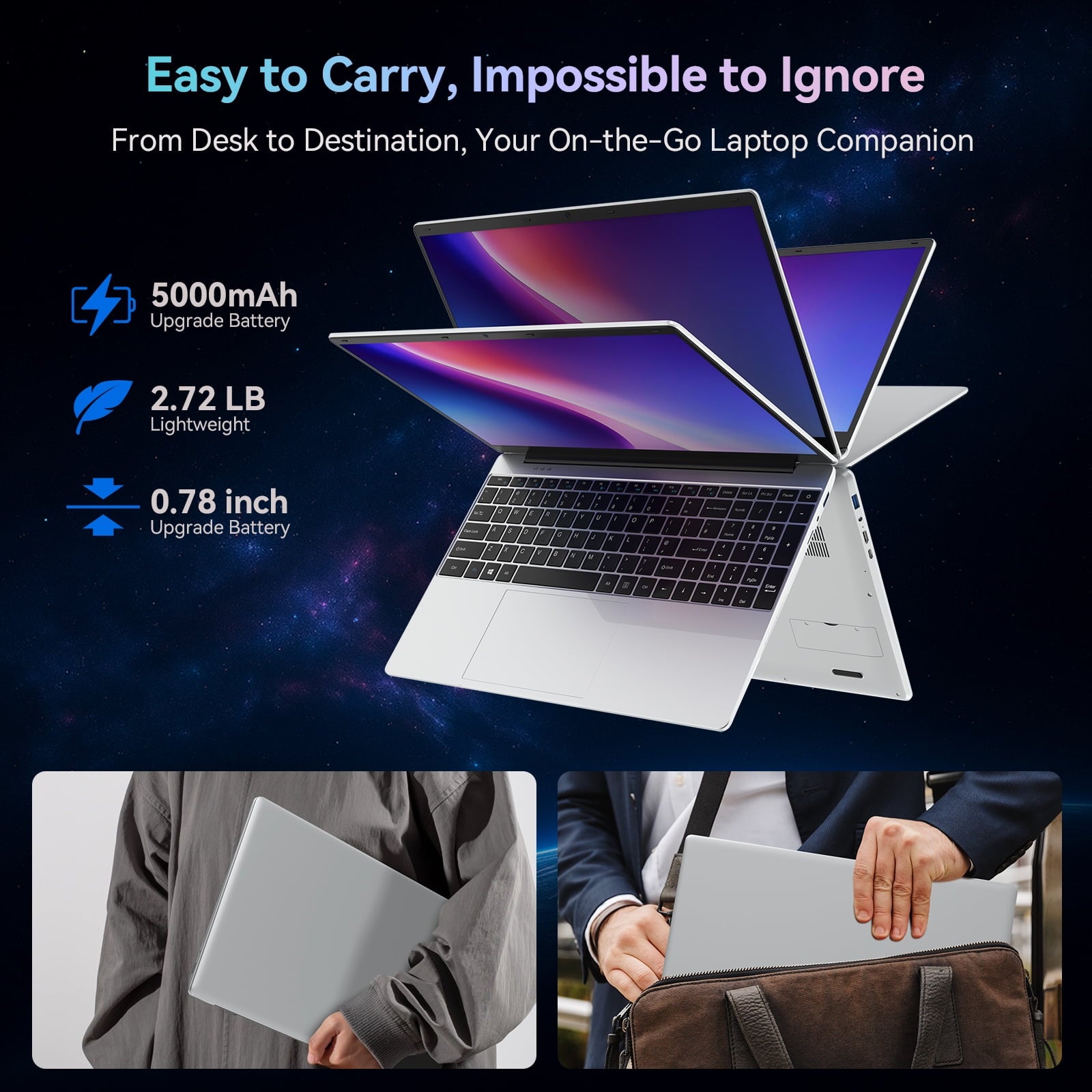 15.6 Inch Windows 11 Pro Laptop, 8GB RAM 512GB SSD, Intel Celeron, FHD