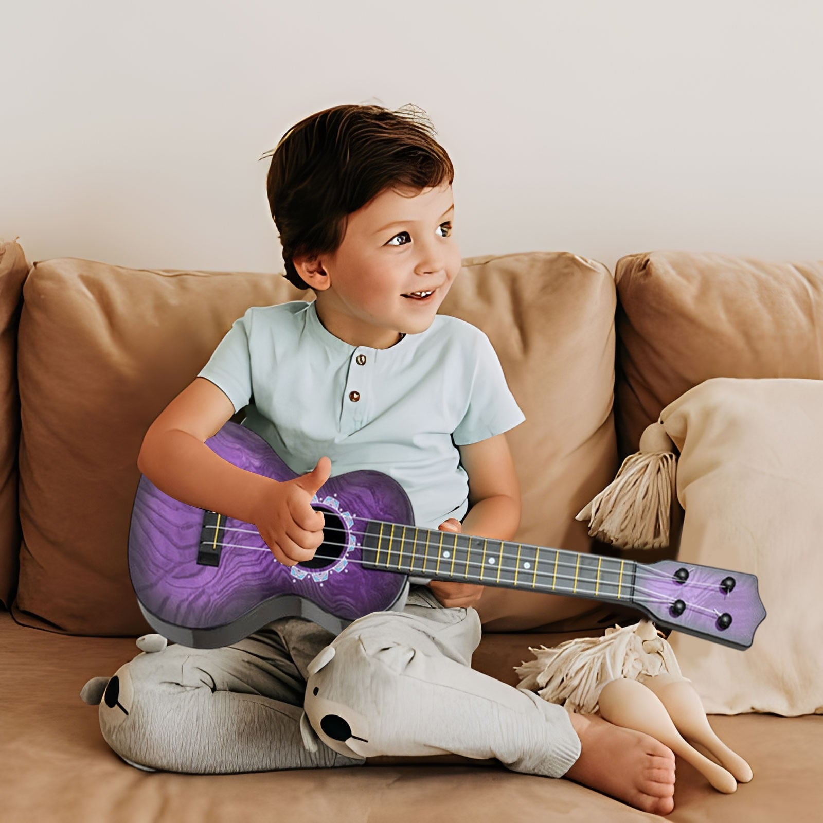 K-694 Purple Boy Girl Purple Children Guitar Ukulele Simulation Playab