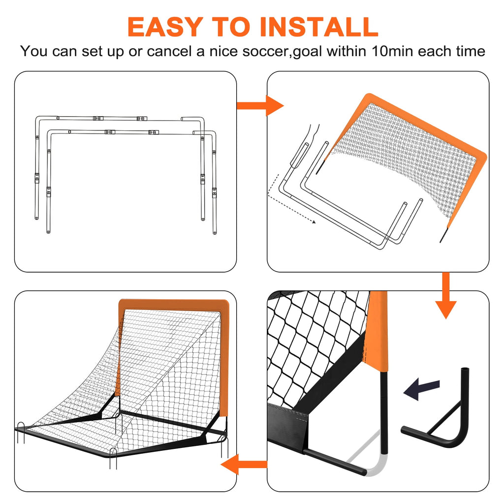 4 x 3FT Kid Soccer Goals for Backyard, Portable Pop Up Soccer Goal Tra