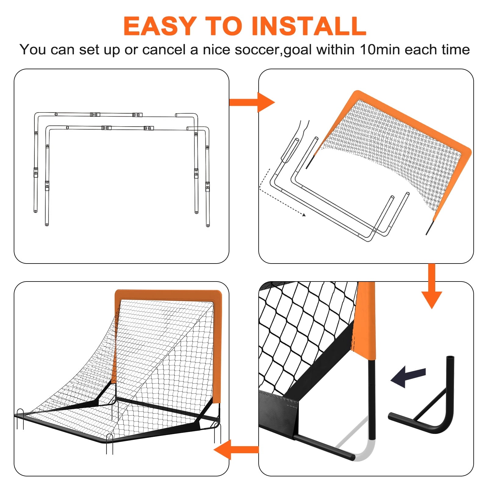 4 x 3FT Kid Soccer Goals for Backyard, Portable Pop Up Soccer Goal Tra