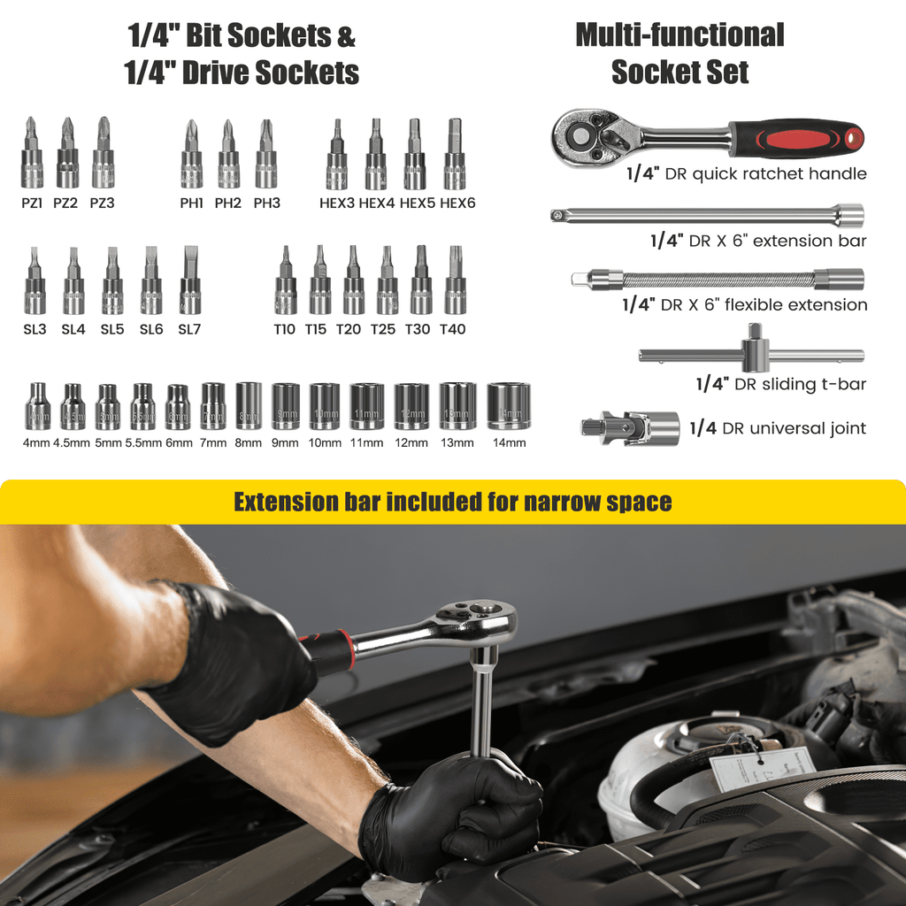 Cshidworld 171 Piece Socket Wrench Auto Repair Tool Combination Packag