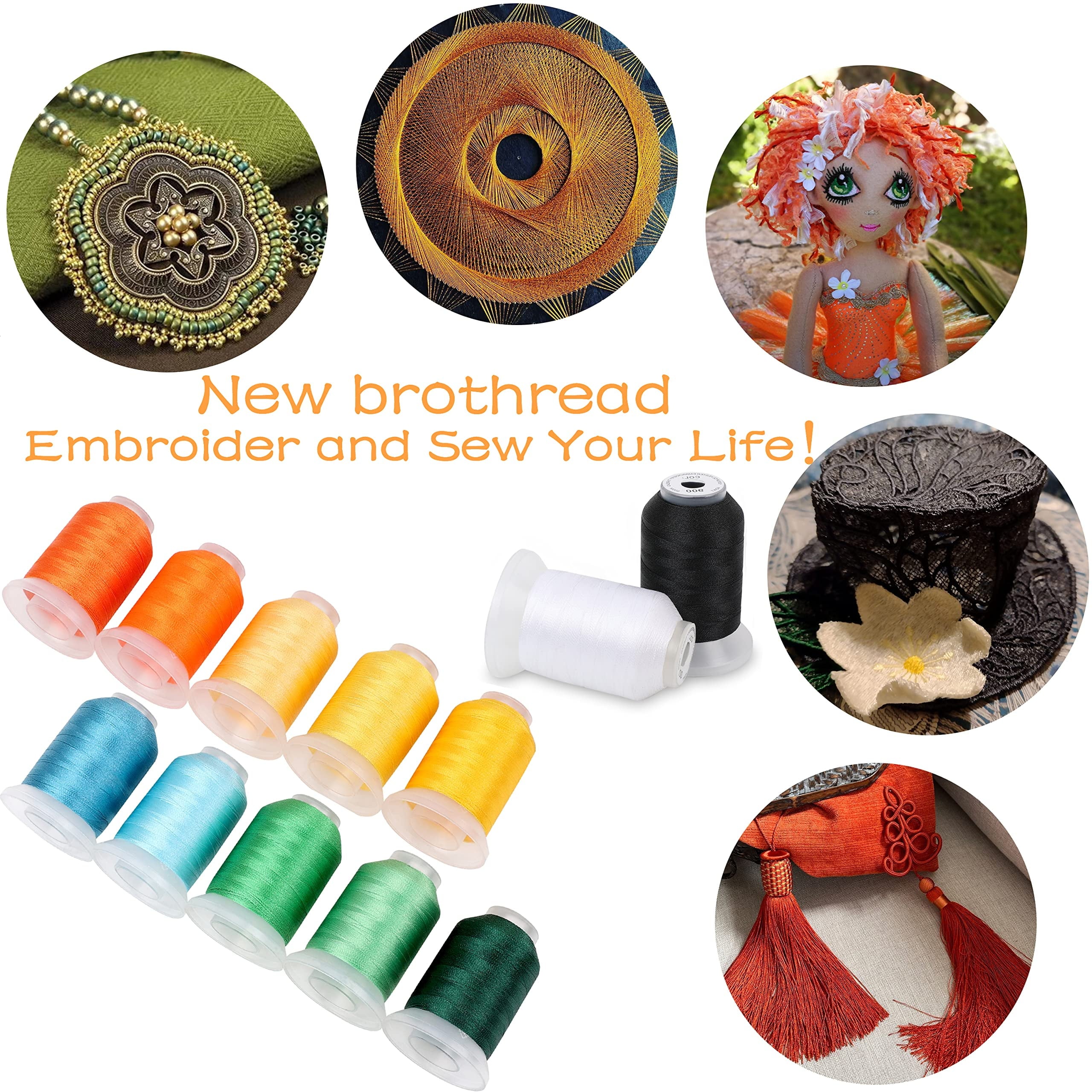 40 Spools Polyester Machine Embroidery Thread Kit 500M Colors Compatib
