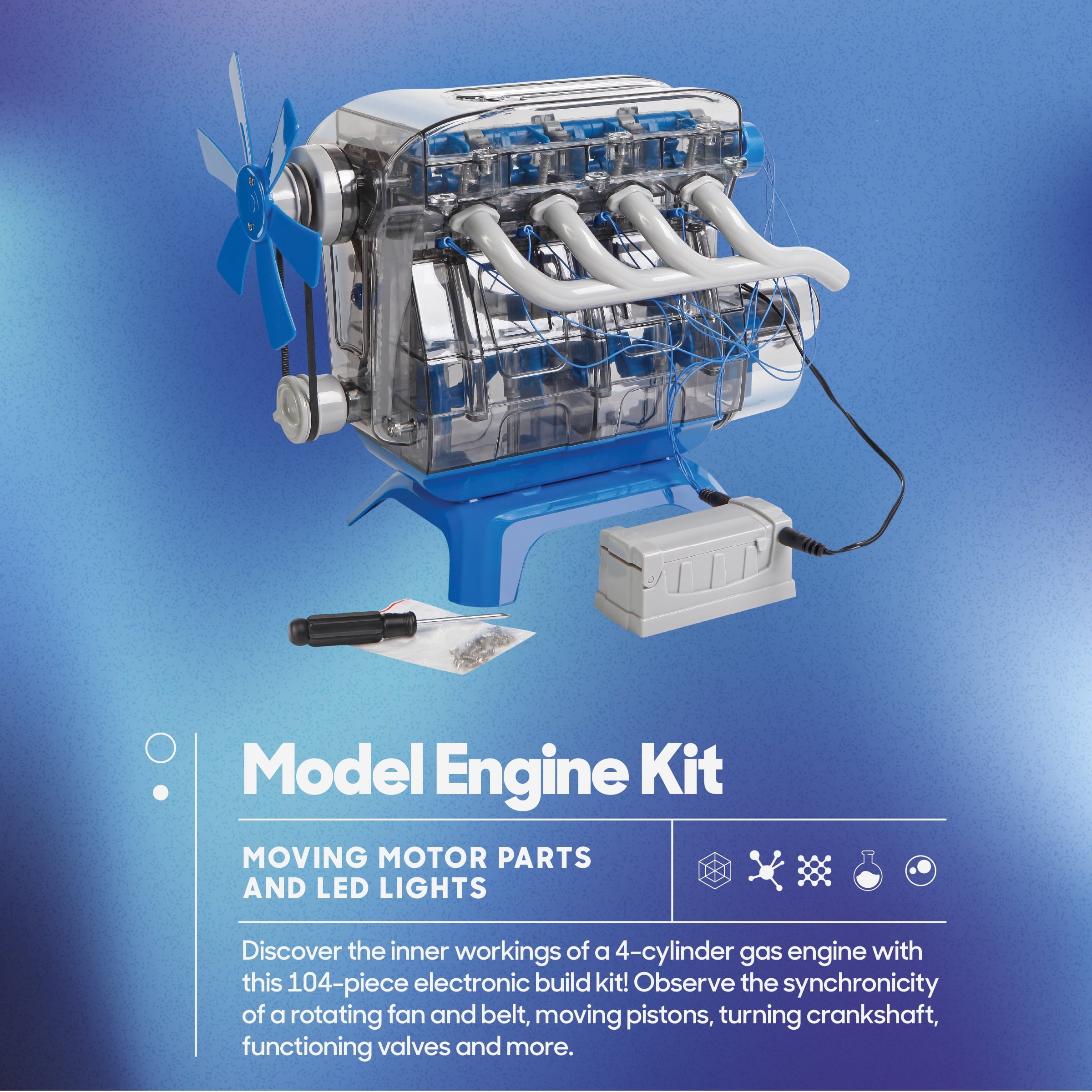 Discovery #Mindblown Model Engine Kit for Children, with Moving Motor