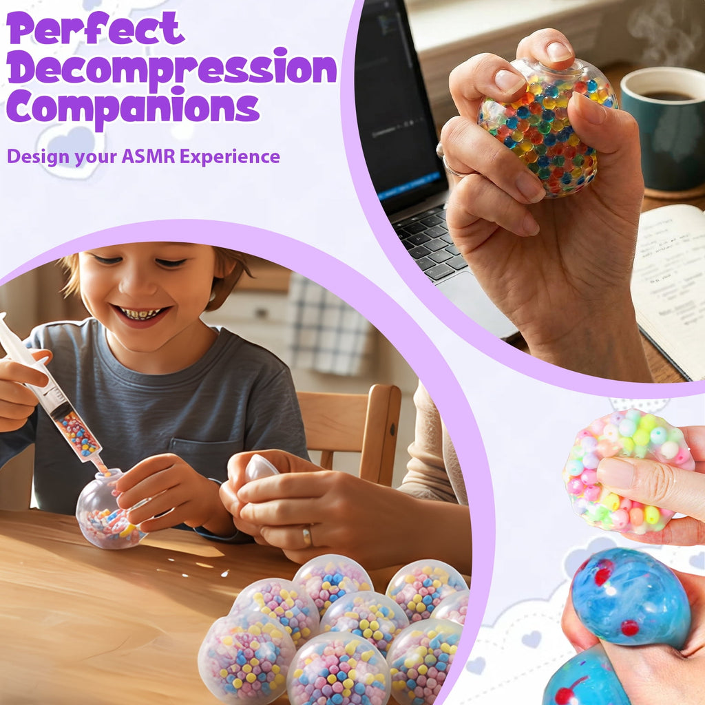 Austok DIY Stress Ball Making Kit, 15 PCS TPR Skins with Expander & Va