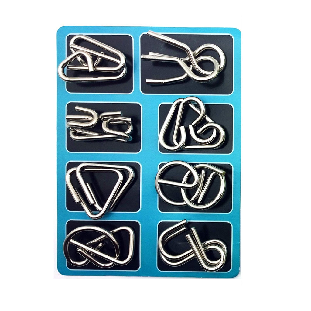 Brain Teaser Puzzles 16 Pcs Metal Wire Brain Puzzles Iq Logic Test Gam