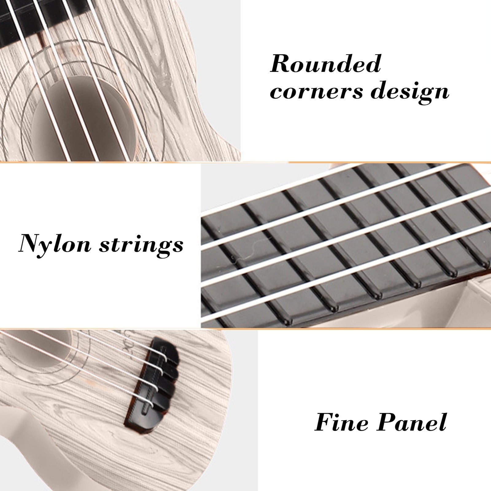 White Mini Ukulele Toy For Kids With Nylon Strings Educational Musical