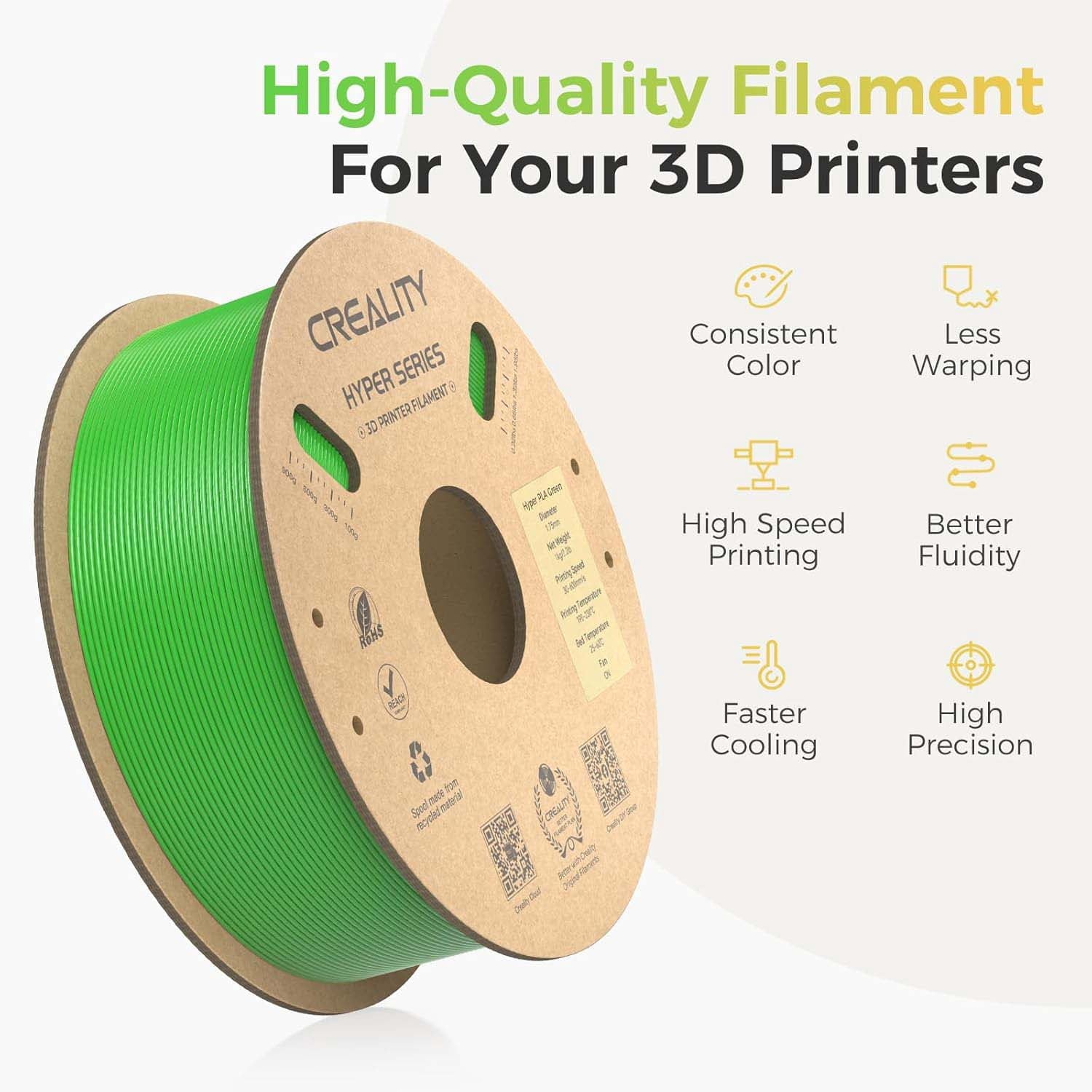 Creality Hyper PLA 3D Printer Filament 600mm/s High-Speed +/-0.03mm Ac