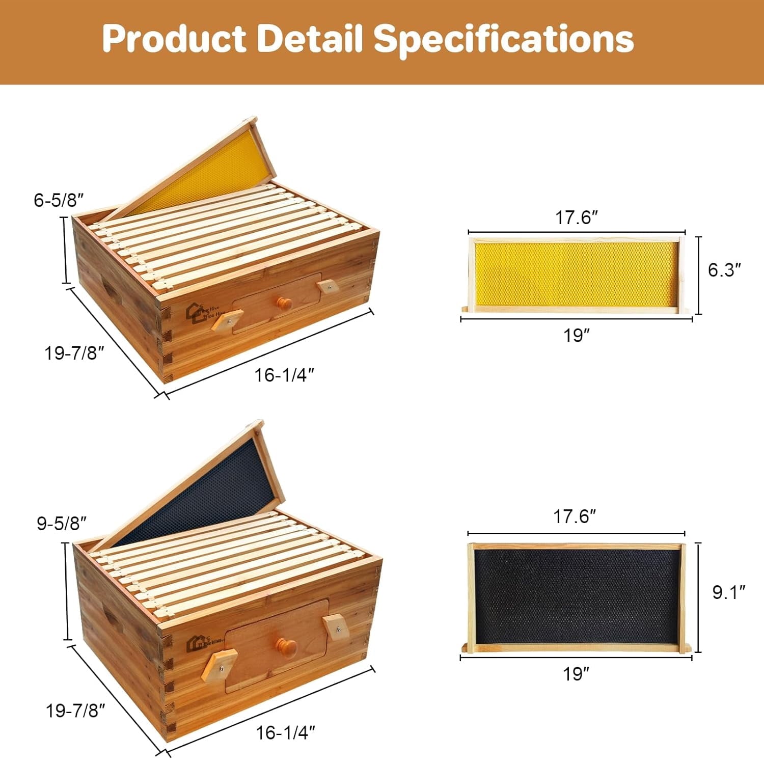 10-Frame Langstroth Beehive Starter Kit, Wax-Coated Complete Beehive K
