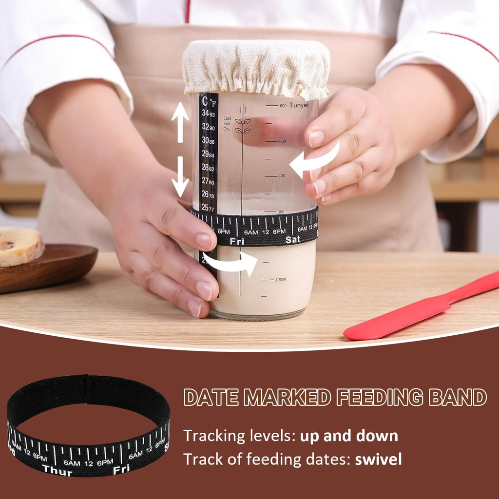 TINANA Sourdough Starter Jar Kit, 650ml Sourdough Starter Jar With The