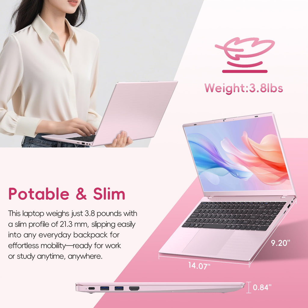 HYYUO 15.6" Laptop Computer, 8GB RAM 256GB SSD, Intel 6500Y with 2 Cor