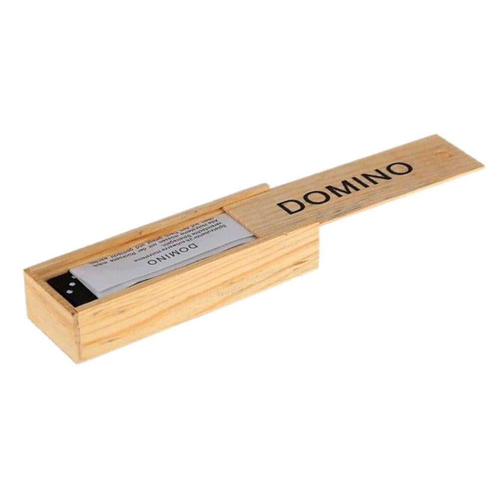 Wooden Boxed Black Dominoes Wooden Board Game Teaching Aids