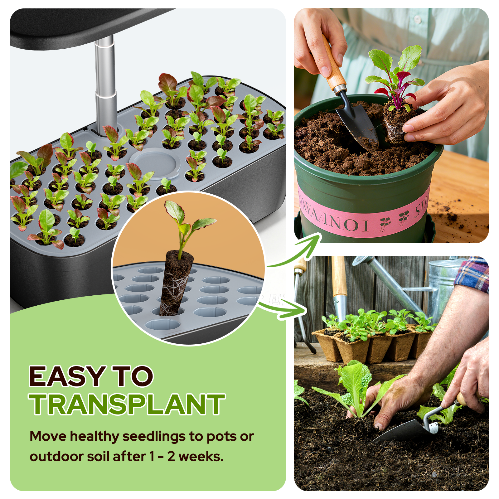 52 Pods Hydroponics Growing System Kit Indoor Herb Garden with Grow Li