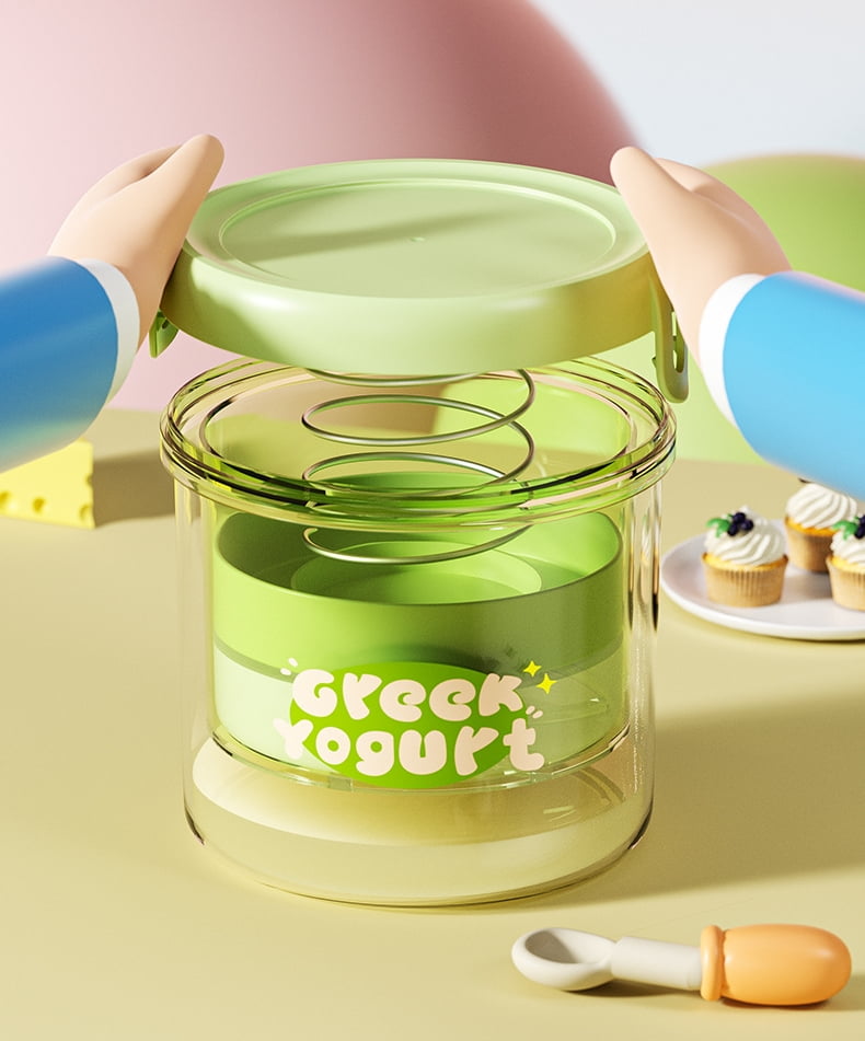 Efficient Yogurt Separator With Filter, Stylish Green Yogurt Making Ki