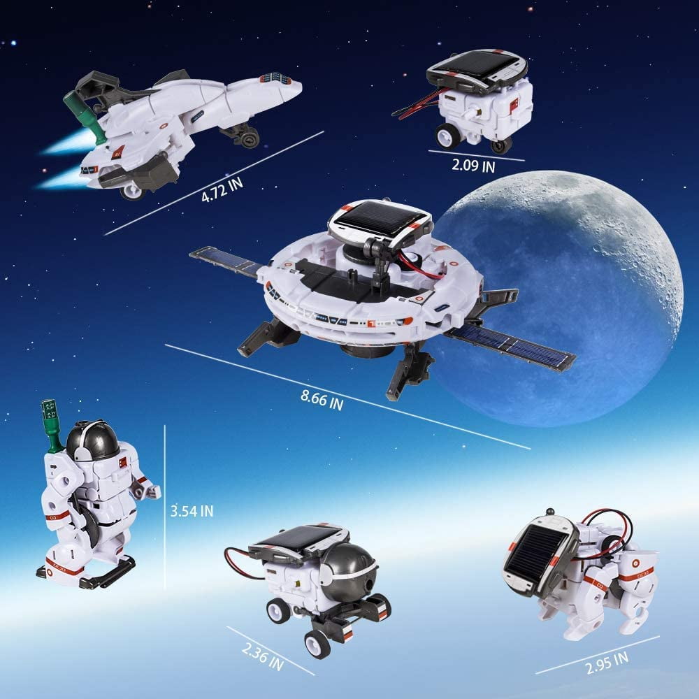 RNKR 6-in-1 Solar Robot STEM Kit for Kids, DIY Space Building Science